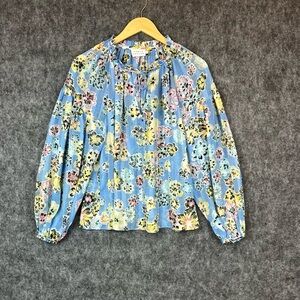 Tanya Taylor Women's Blur Floral Priya Blouse Size Small Retail Price $325